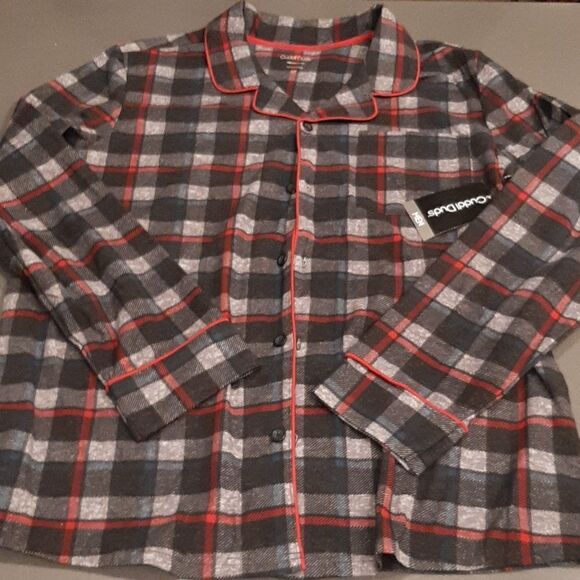 Cuddl Duds Plaid Pajama Button Down Shirt - Picture 1 of 7